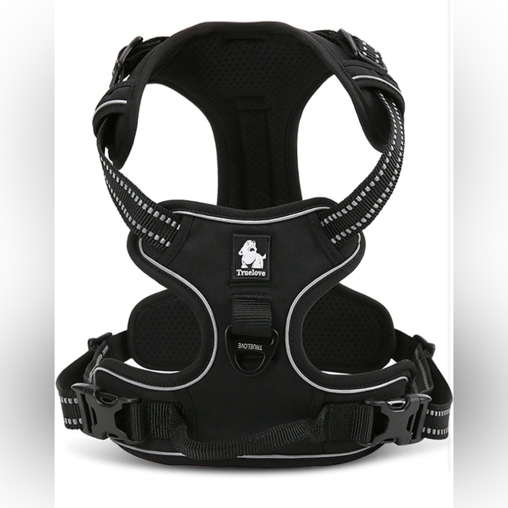 TRUE LOVE Truelove Adjustable No-Pull Dog Reflective Vest Harnesses (Black,M)